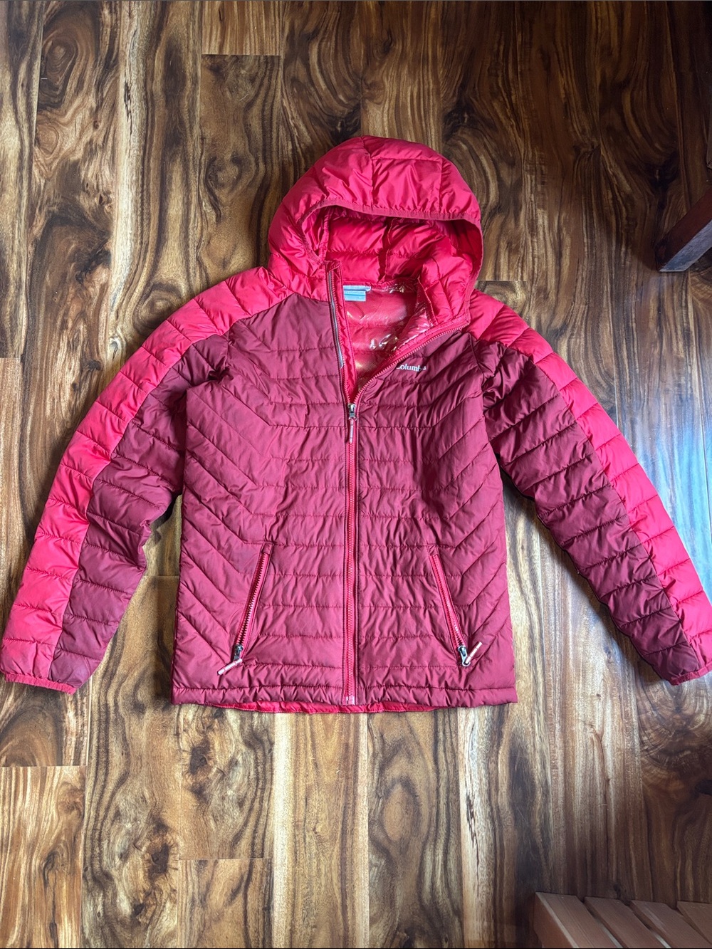 Columbia Boys Quilted Hooded Puffer Jacket - Two-Tone Red